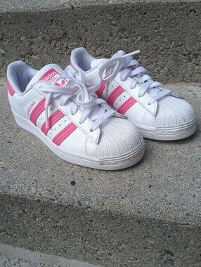 Adidas White & Pink Shell Toes Size US 4